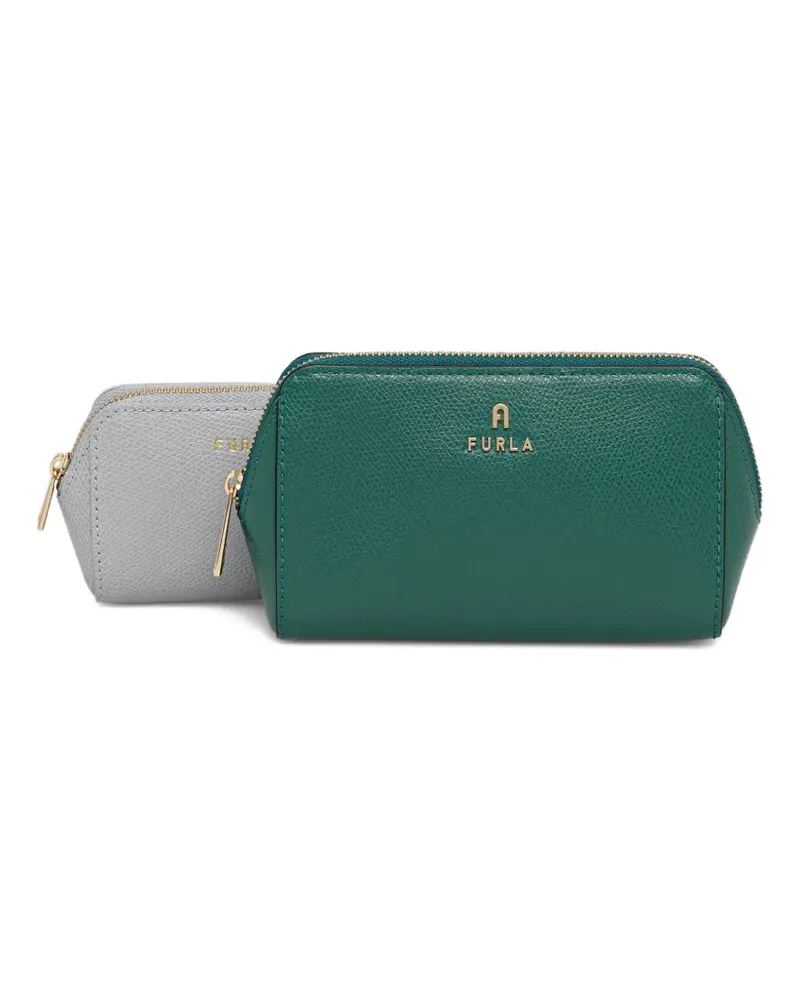 Furla Camelia logo zip make up bag - Grün Grün