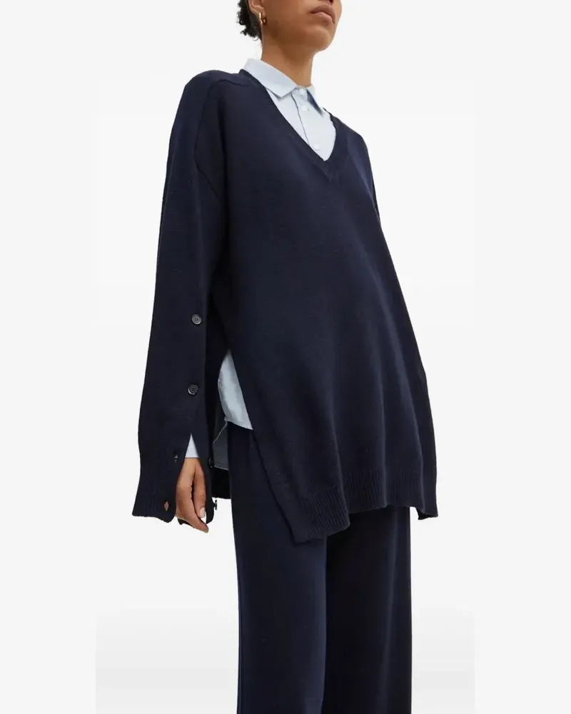 Liviana Conti Geknöpfter Pullover mit Schlitz - Blau Blau