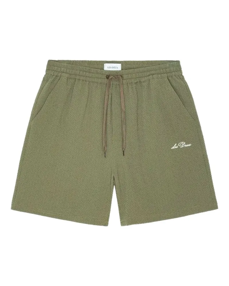 LES DEUX Seersucker-Shorts mit Kordelzug - Grün Grün