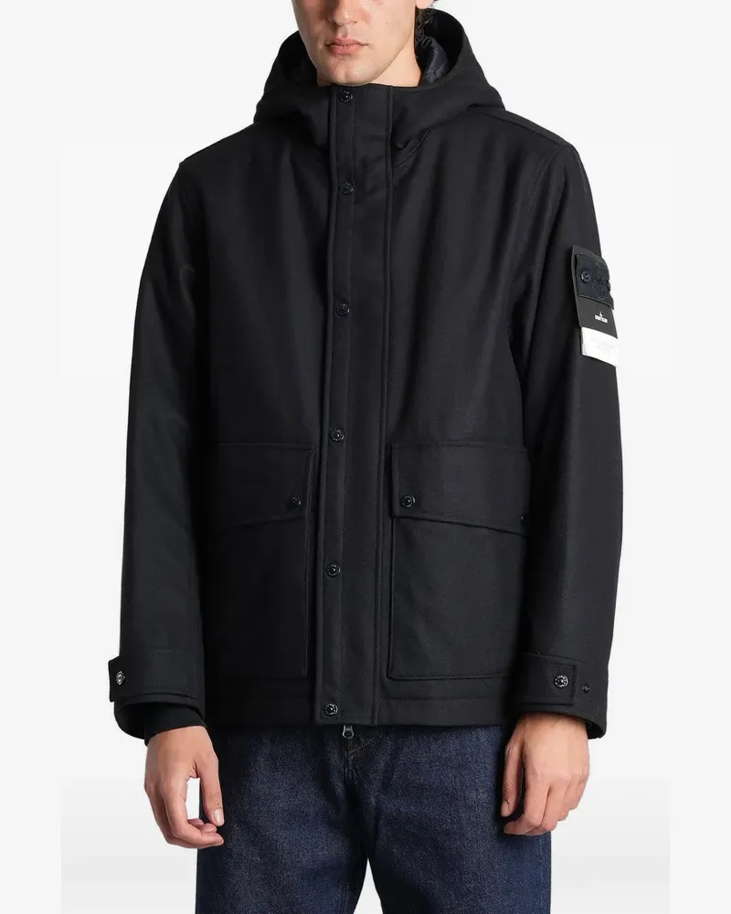 Stone Island 4100018 woll nylon Flannel_S.I ghost jacket - Schwarz Schwarz