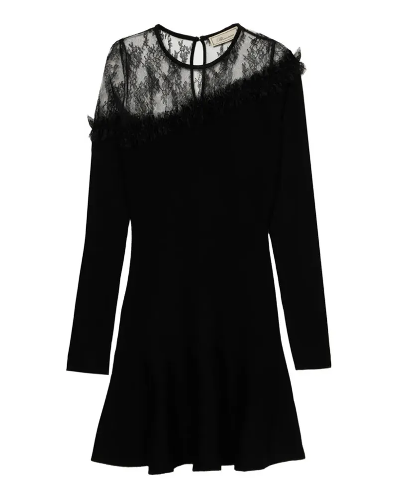 Blumarine Rüschenkleid mit Spitzeneinsätzen - Schwarz Schwarz