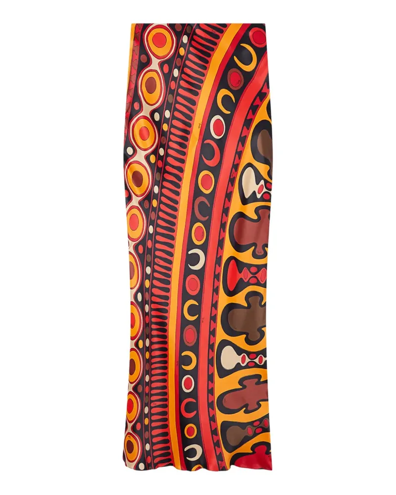 Emilio Pucci Soleil-print orange satin skirt Orange