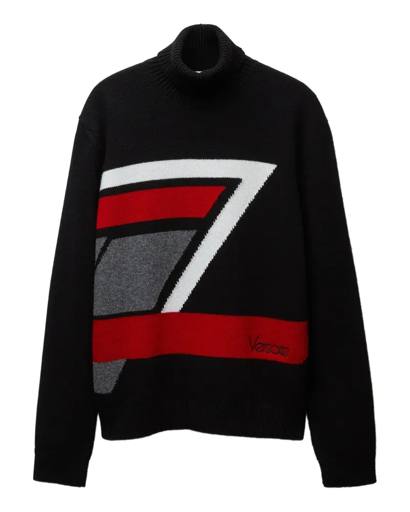 Versace Intarsien-Rollkragenpullover - Schwarz Schwarz