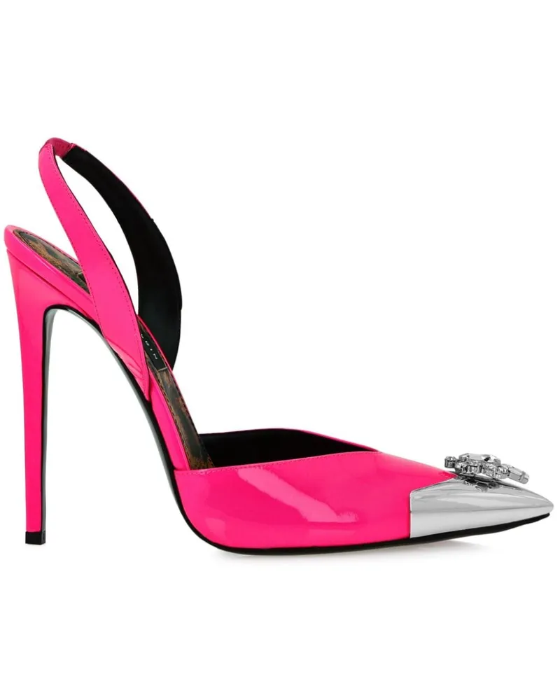 Philipp Plein Slingback-Pumps mit Diamantenbrosche - Rosa Rosa