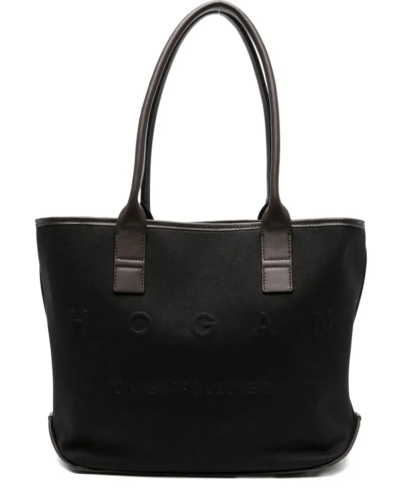 Hogan Script Shopping Tote Bag mit Lederdetails - Schwarz Schwarz