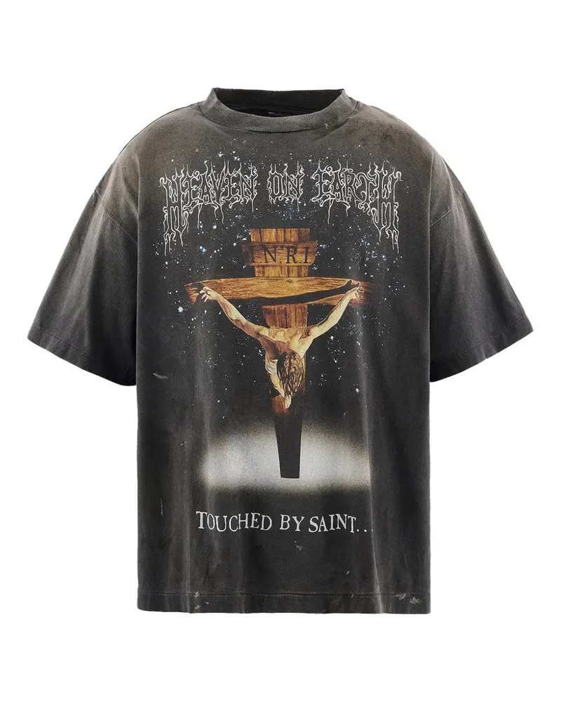 SAINT MXXXXXX T-Shirt mit grafischem Print - Schwarz Schwarz