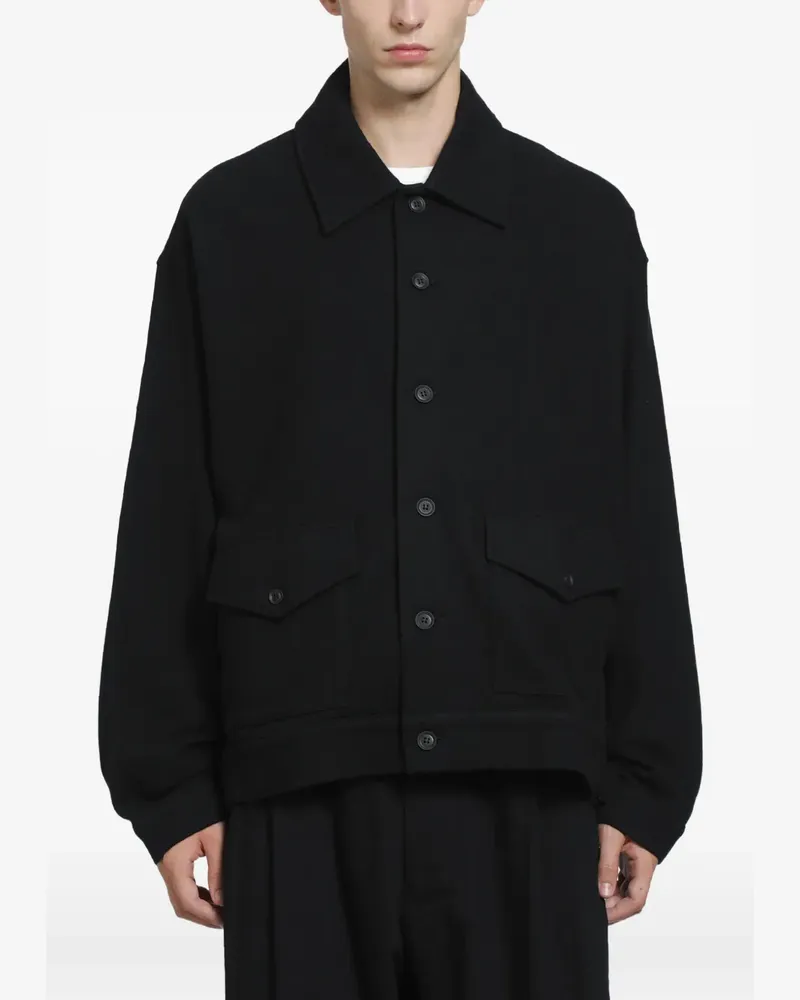 Yohji Yamamoto Hemdjacke mit Knopfleiste und Klappentasche - Schwarz Schwarz