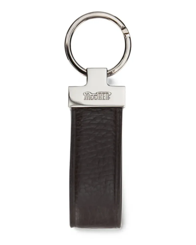 MOORER logo-plaque grained leather keyring - Braun Braun