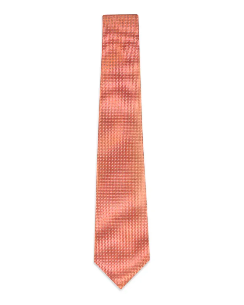 Kiton geometric-pattern silk tie - Orange Orange