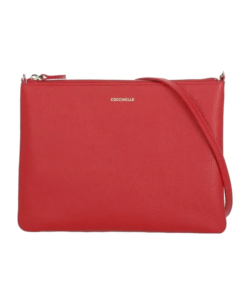 Coccinelle logo-print leather clutch bag - Rot Rot
