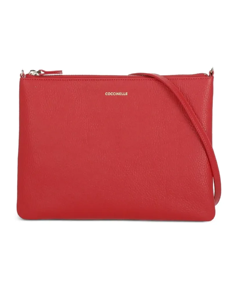 Coccinelle logo-print leather clutch bag - Rot Rot