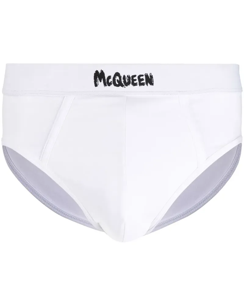 Alexander McQueen Slip mit Logo-Bund - Weiß Weiß