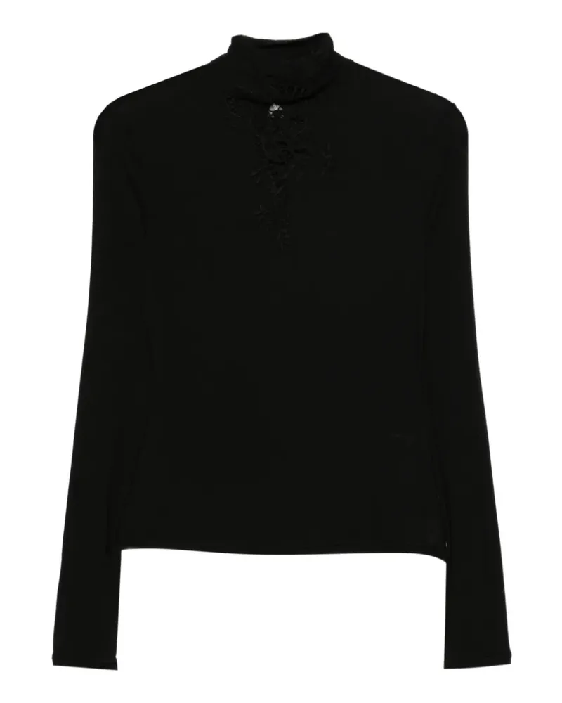 Ermanno Scervino Stehkragen-Pullover mit Spitzenapplikation - Schwarz Schwarz