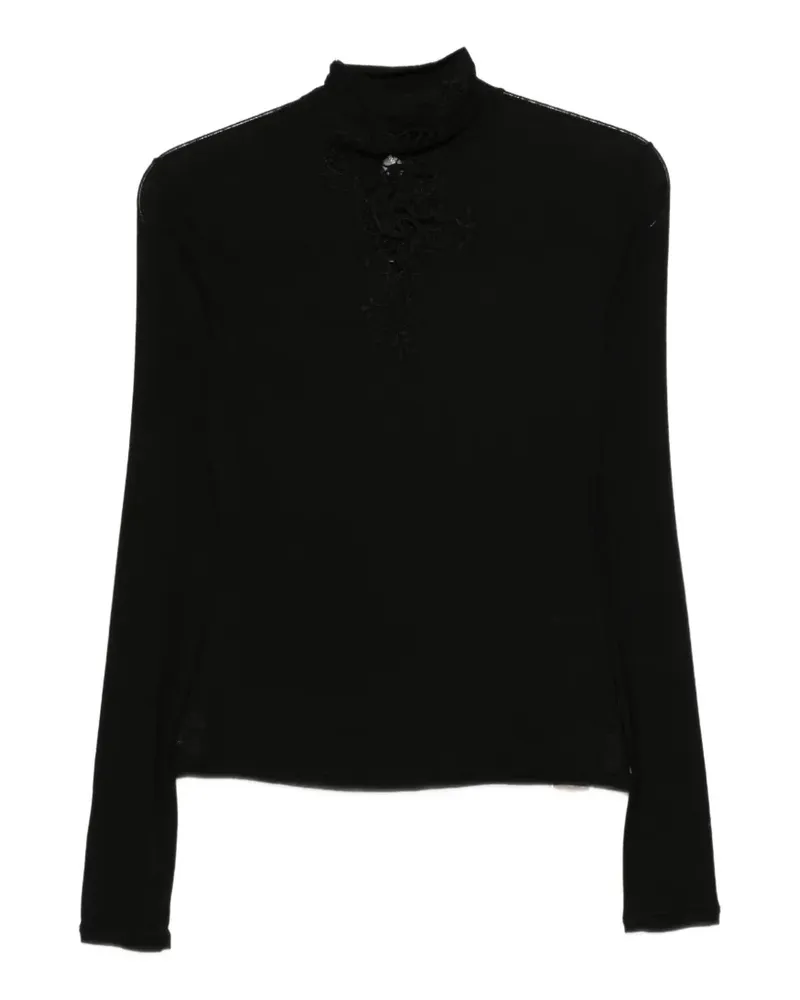 Ermanno Scervino lace-appliqué high-neck sweater - Schwarz Schwarz