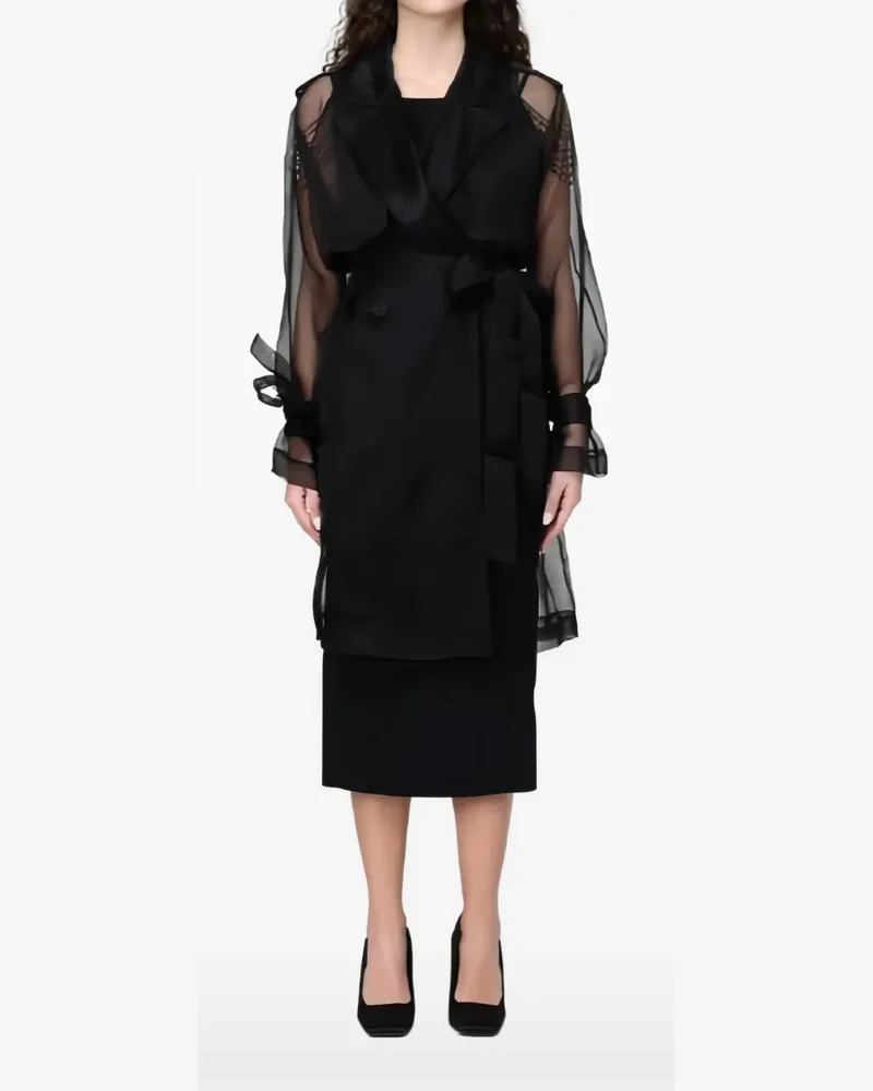 Pinko Semi-transparenter Trenchcoat - Schwarz Schwarz