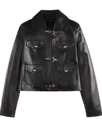 Fay 3 Ganci Cropped-Lederjacke Schwarz