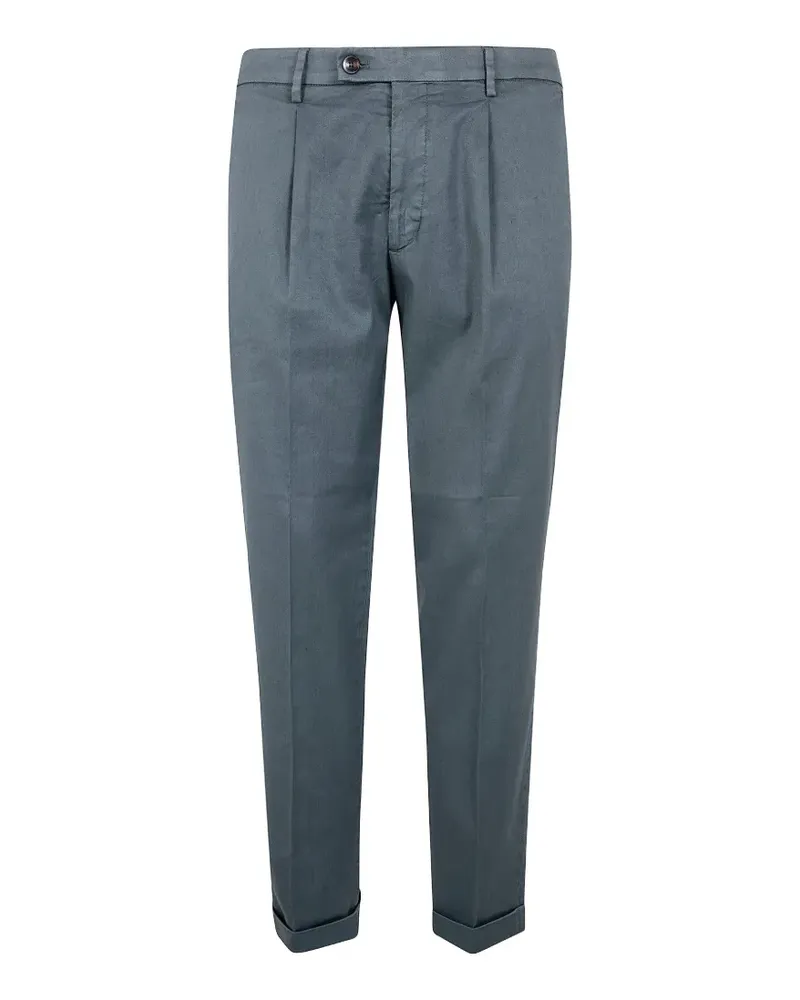 MICHAEL COAL Leinenhose mit Bundfalten - Blau Blau