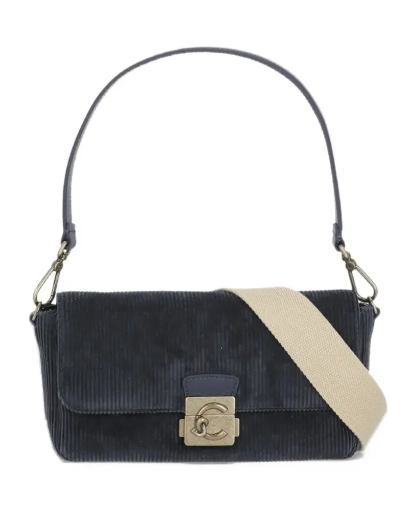 Coccinelle corduroy-effect leather shoulder bag - Blau Blau