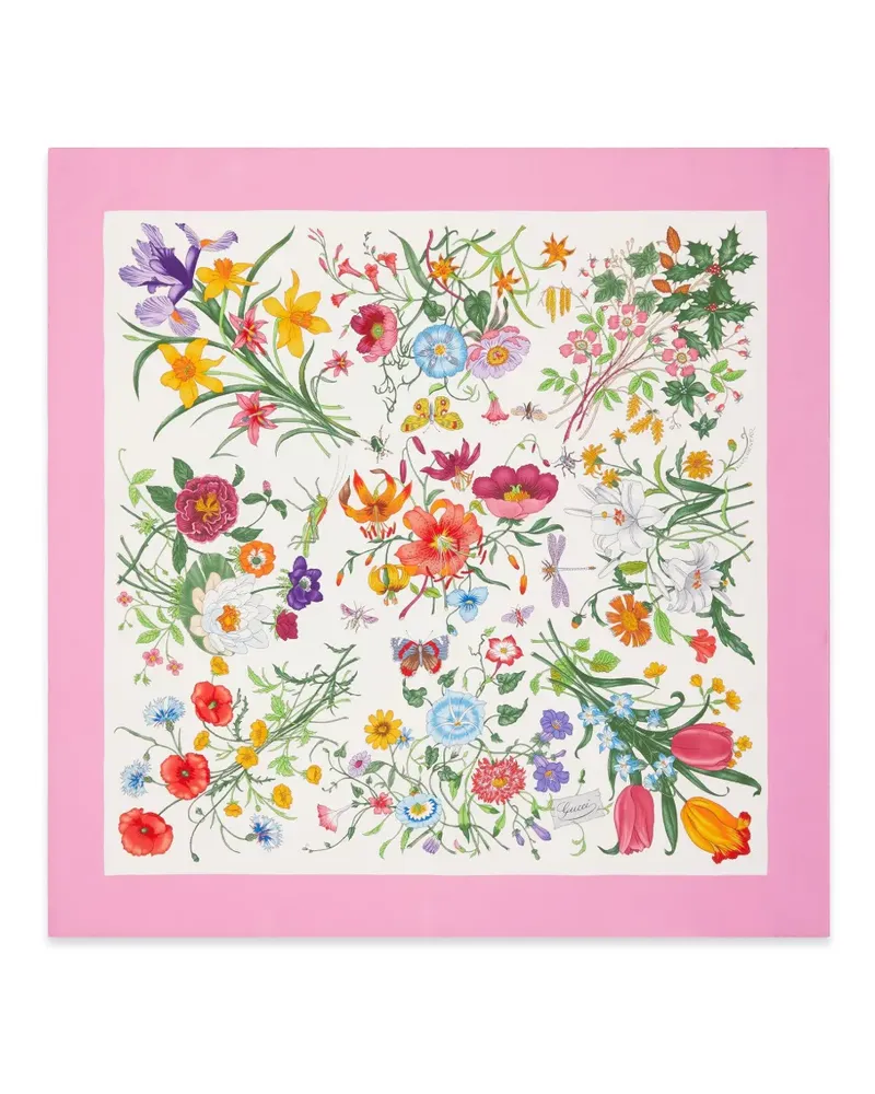Gucci Schal mit Blumenprint - Weiß Weiß