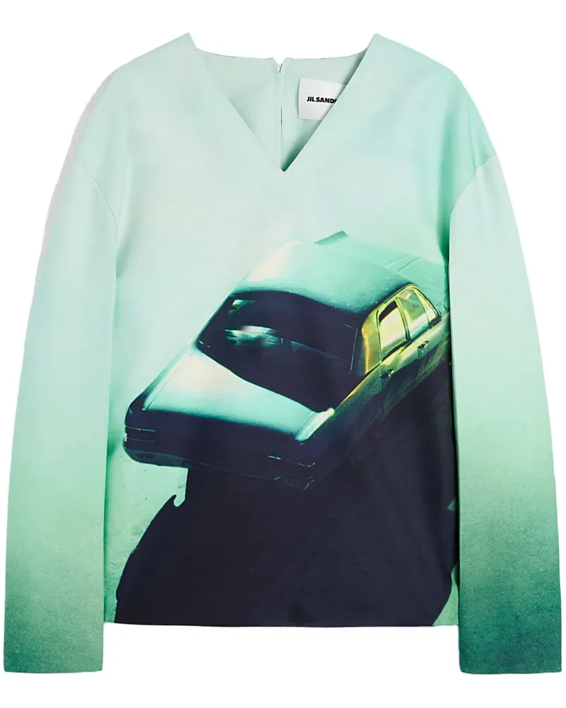 Jil Sander Oberteil mit grafischem Print - Grün Grün