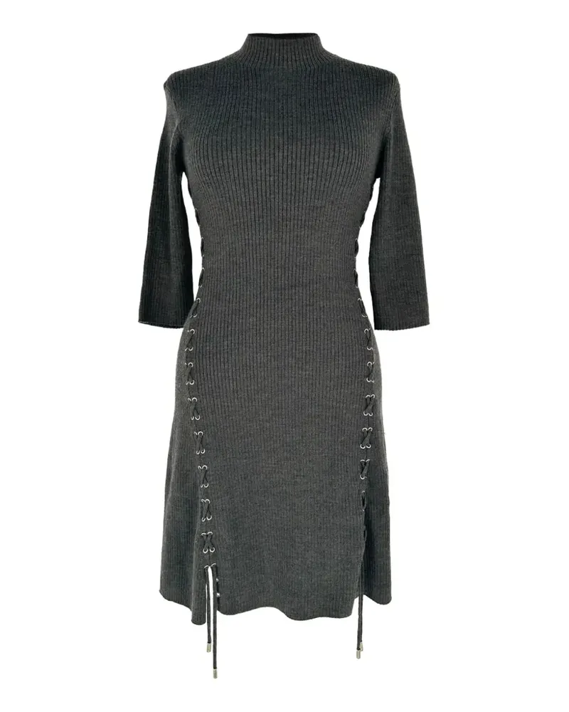 Maje ribbed-knit lace-up dress - Grau Grau