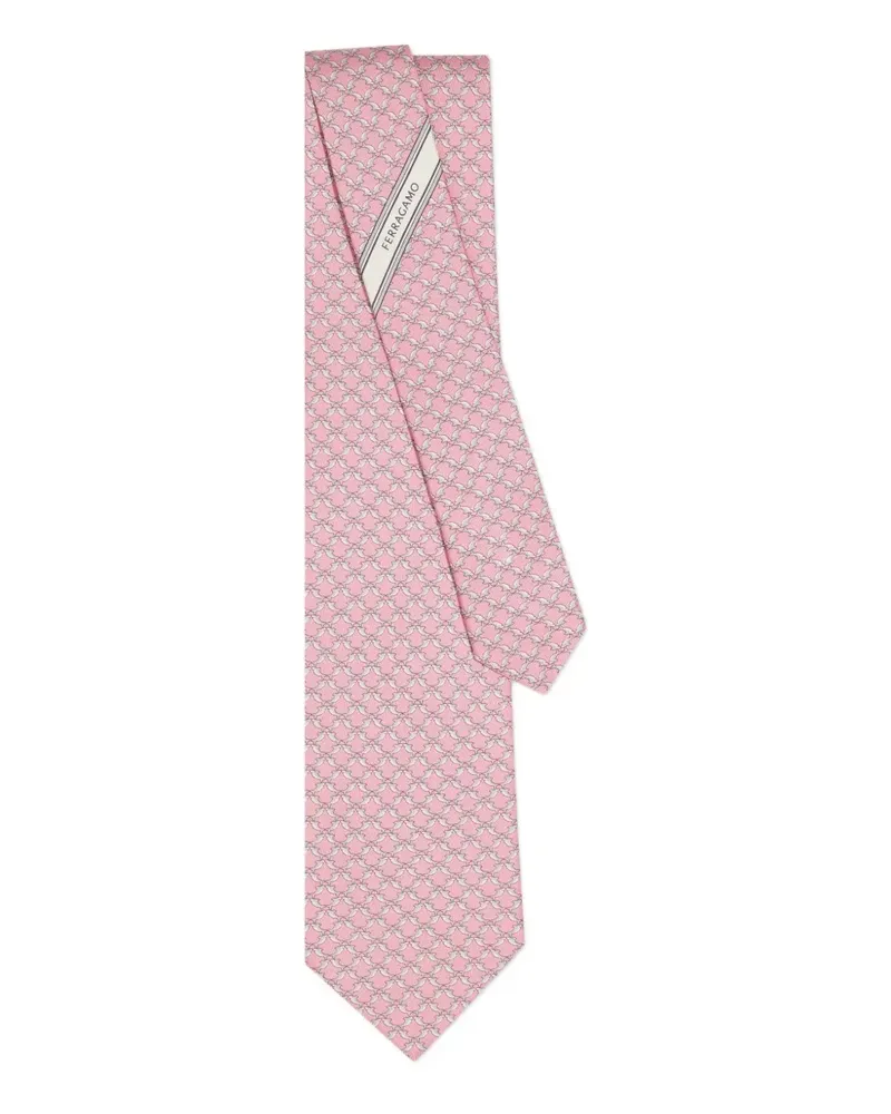 Ferragamo Seidenkrawatte mit Hai-Print - Rosa Rosa