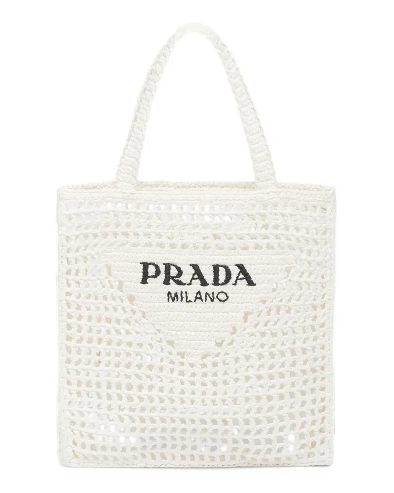 Prada Tote Bag mit Logo-Stickerei - Weiß Weiß
