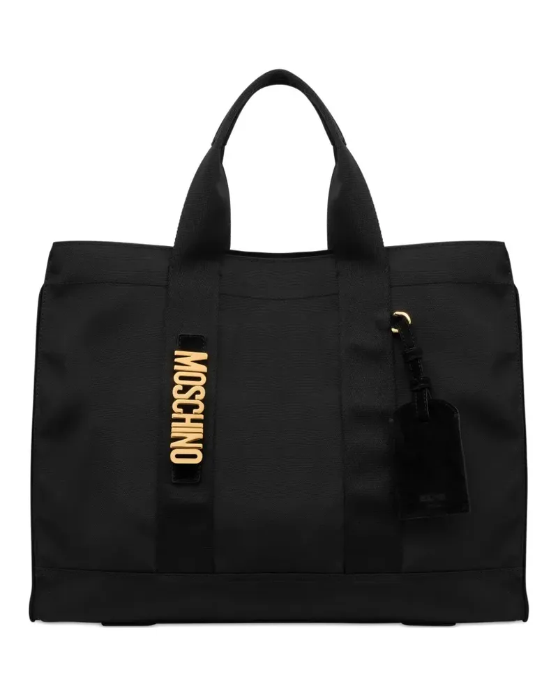 Moschino Shopper mit Logo-Schild - Schwarz Schwarz