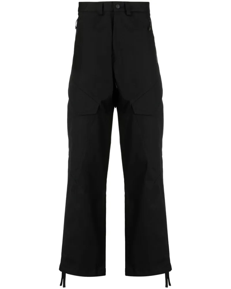 Moncler Gerade Hose mit Logo-Patch - Schwarz Schwarz