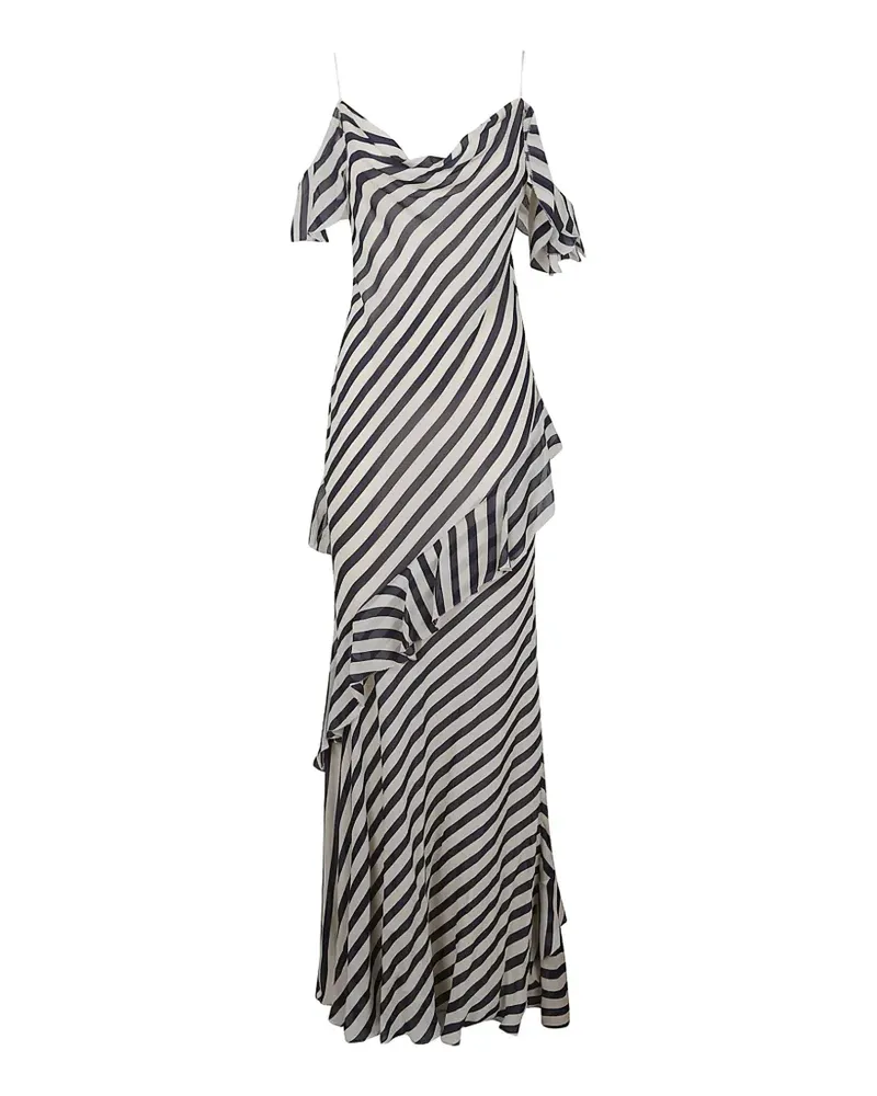 Self-Portrait striped ruffled maxi dress - Weiß Weiß