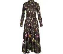Orchid Midikleid aus Seidentwill - Braun
