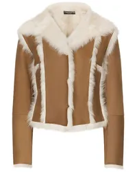 Dolce & Gabbana Lederjacke mit Ziernaht Nude