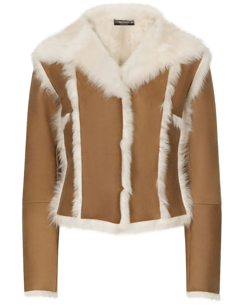 Dolce & Gabbana Lederjacke mit Ziernaht - Nude Nude
