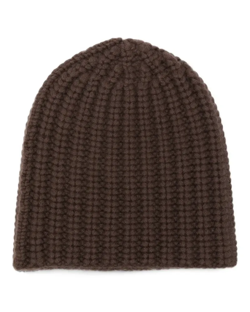 Liska Michaela ribbed-knit cashmere beanie hat - Braun Braun