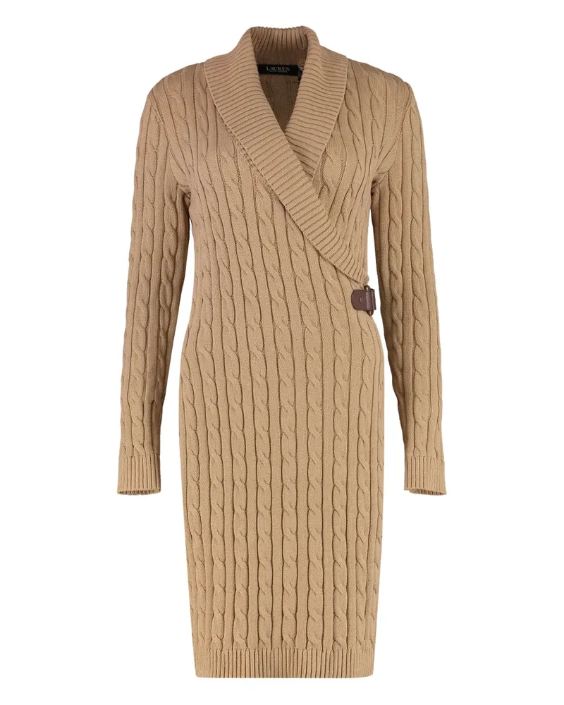 Ralph Lauren Wickelkleid mit Zopfmuster - Braun Braun