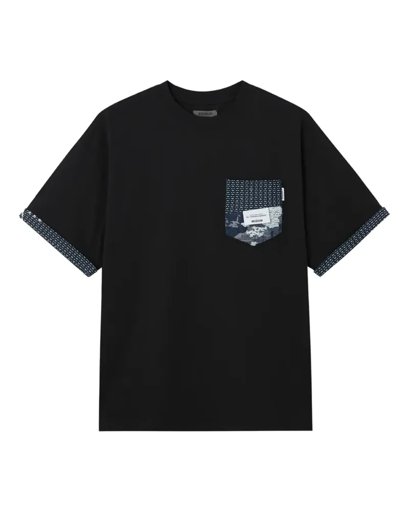 Musium Div. T-Shirt mit Rollbesatz - Schwarz Schwarz