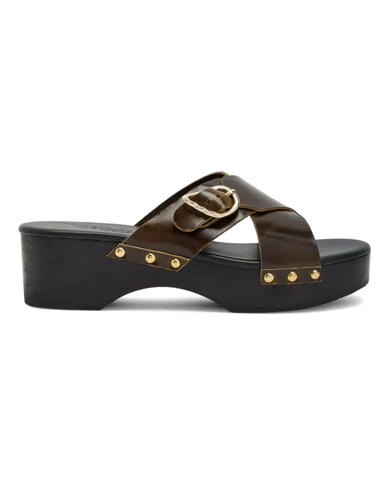 Ancient Greek Sandals crossover-strap studded sandals - Braun Braun