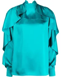 Colville Bluse mit gerüschten Ärmeln Blau