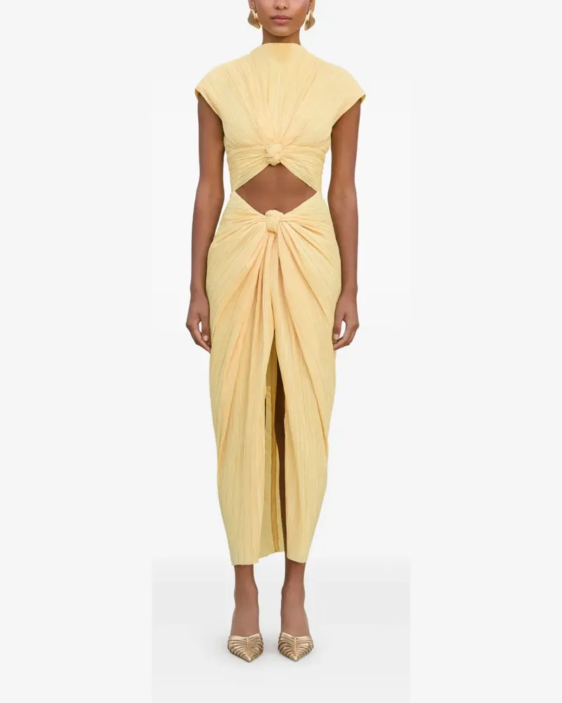 Cult Gaia Falten-Midikleid mit Knotendetail - Gelb Gelb