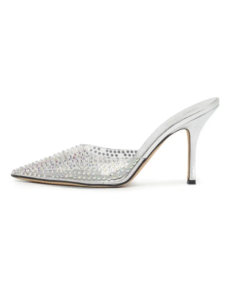 Paris Texas Hollywood Mules mit Kristallen 75mm - Weiß Weiß