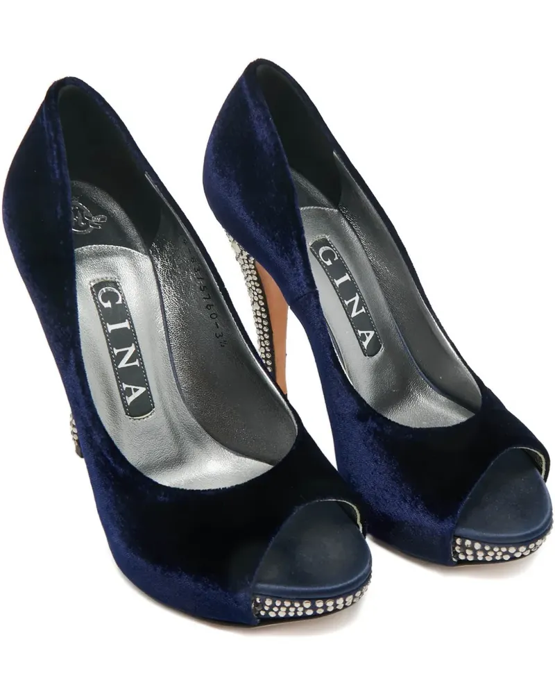 Gina Jenna Plateau-Pumps aus Samt - Blau Blau