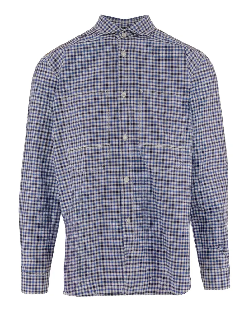Junya Watanabe Kariertes Patchwork-Hemd - Blau Blau