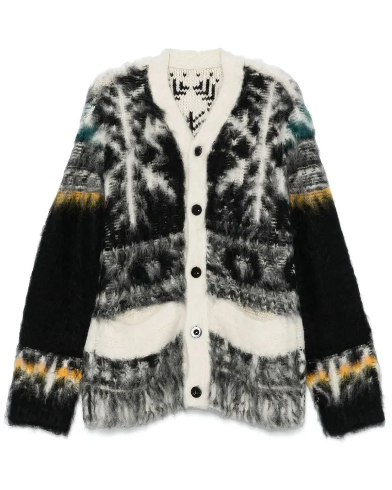 Sacai Abstrakter Cardigan - Schwarz Schwarz