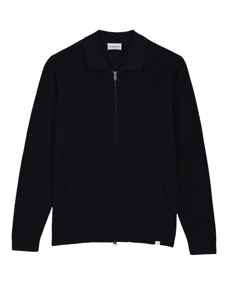 Nowadays ribbed-knit zip-up cardigan - Schwarz Schwarz
