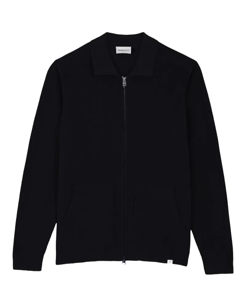 Nowadays ribbed-knit zip-up cardigan - Schwarz Schwarz