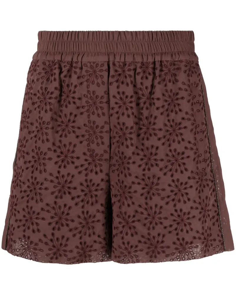 Brunello Cucinelli Shorts mit Blumenstickerei - Rot Rot