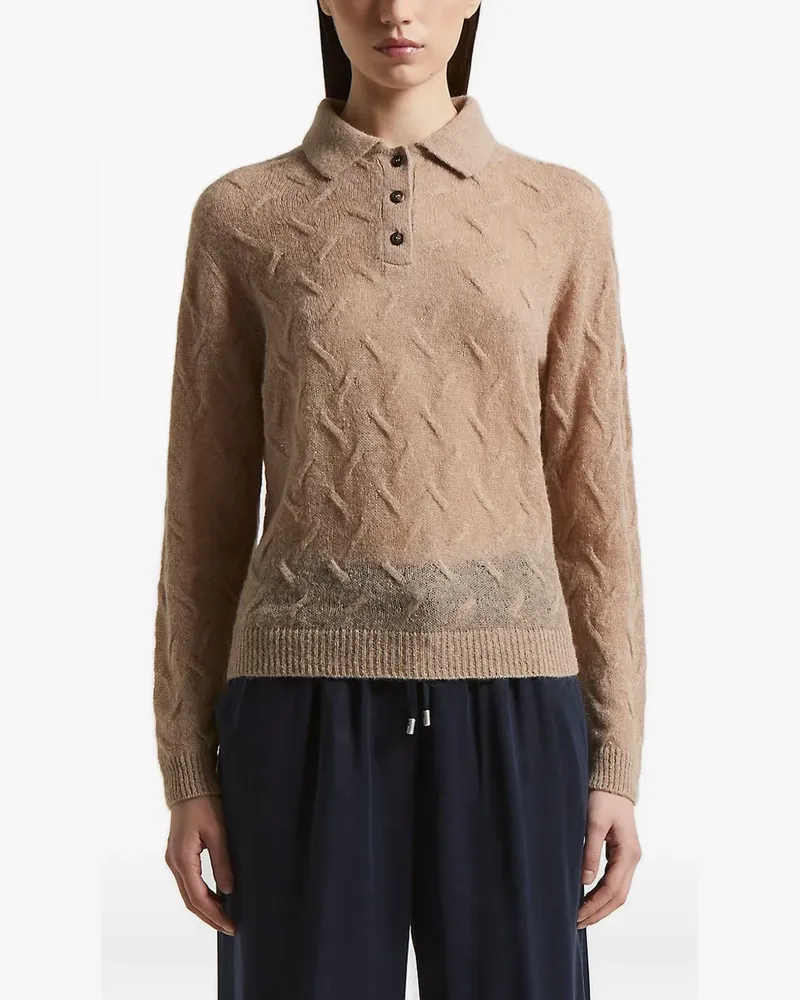 Peserico Poloshirt mit Zopfmuster - Nude Nude