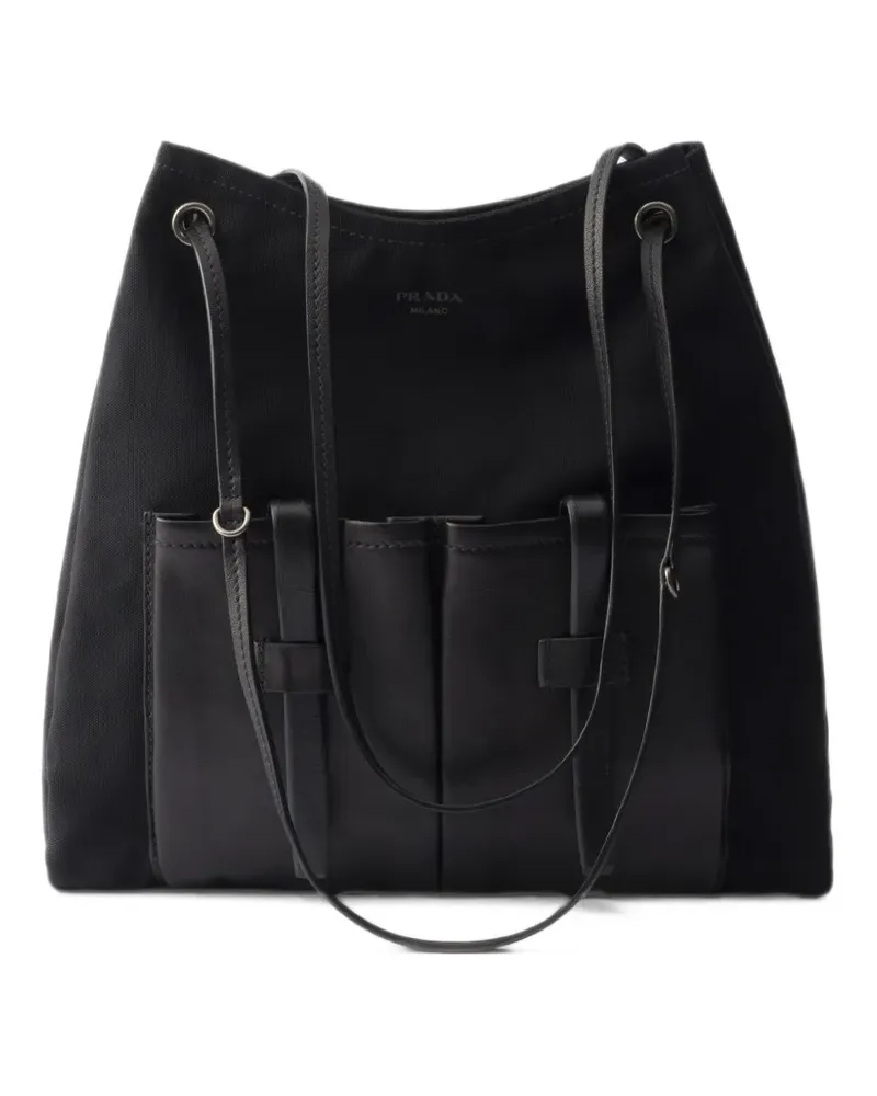 Prada Route large canvas and leather bag - Schwarz Schwarz