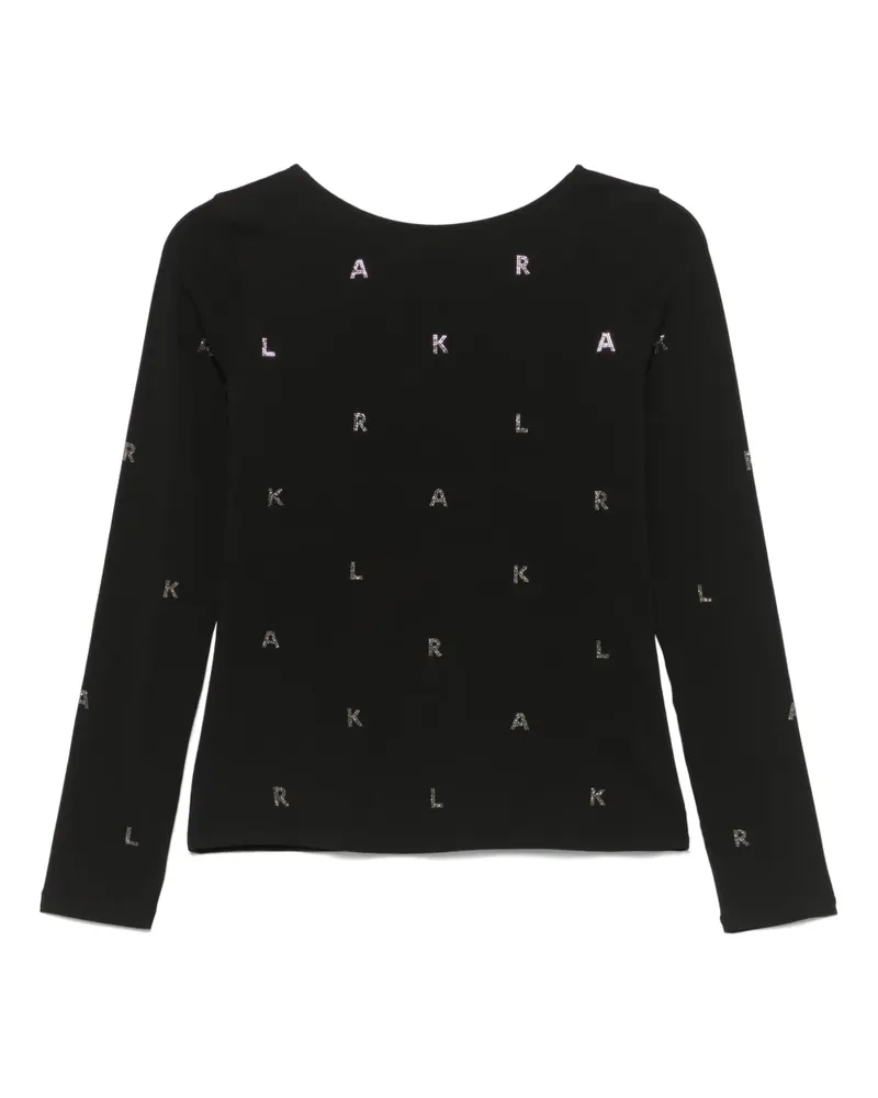 Karl Lagerfeld T-Shirt mit Strass-Logo - Schwarz Schwarz