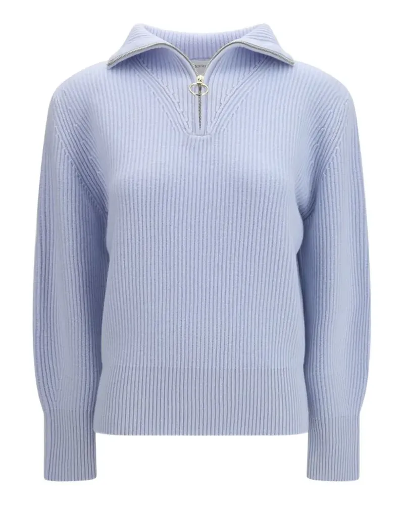 forte_forte ribbed quarter-zip jumper - Blau Blau